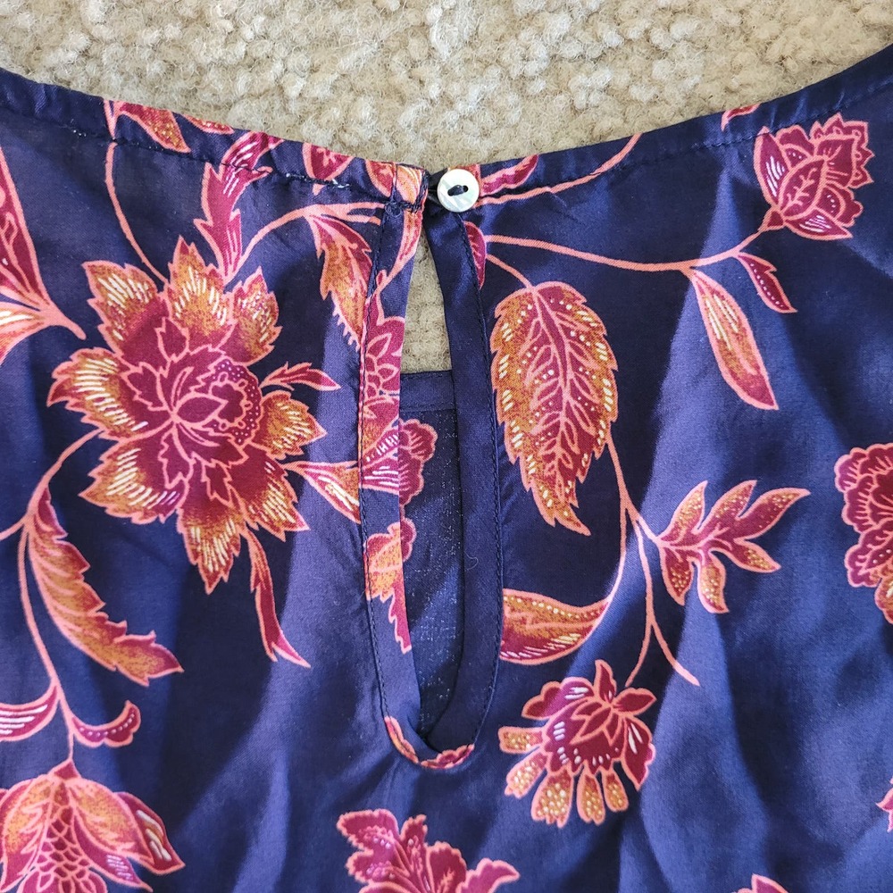 BeachLunchLounge Women's Blue Floral Patterned Bell Sleeve Blouse. Size‎ M - Picture 4 of 8